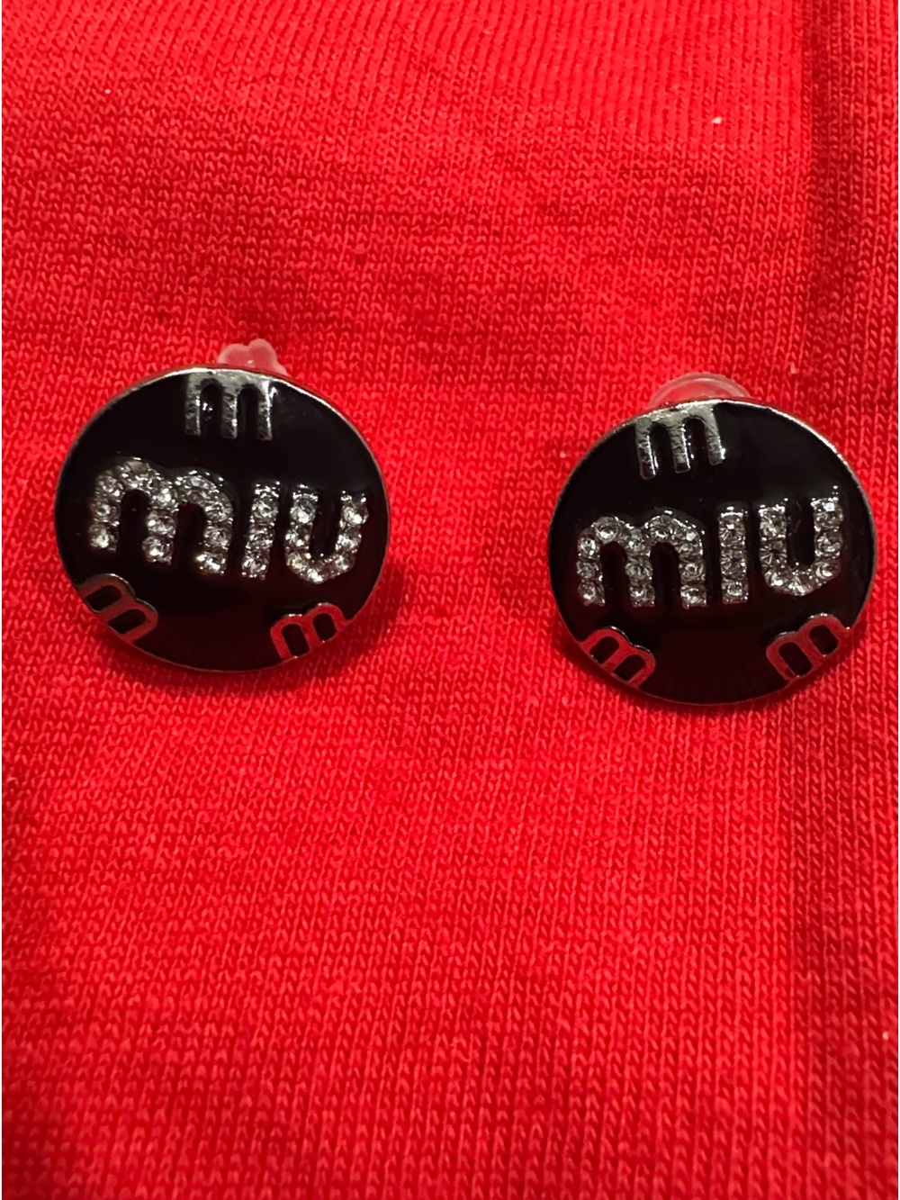 Mi Black and Silver Crystal Logo Round Cufflinks